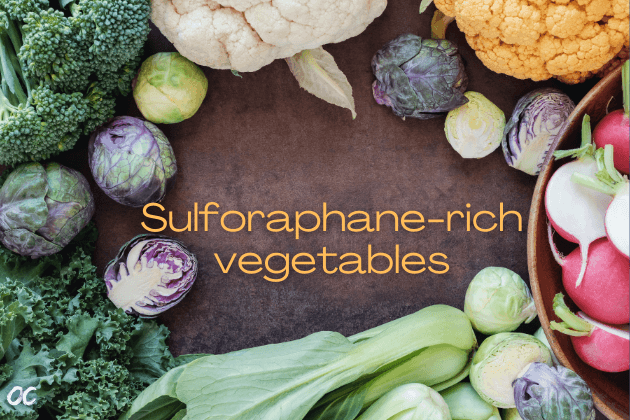 Sulforaphane rich vegetables cabbage, cauliflower, broccoli, brussels sprouts. Which vegetables contain sulforaphane.