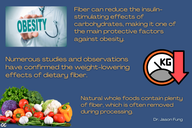 Dr. Jason Fung Quote “Fiber helps prevents obesity. Benefits of whole grains. Weight loss dietary fiber